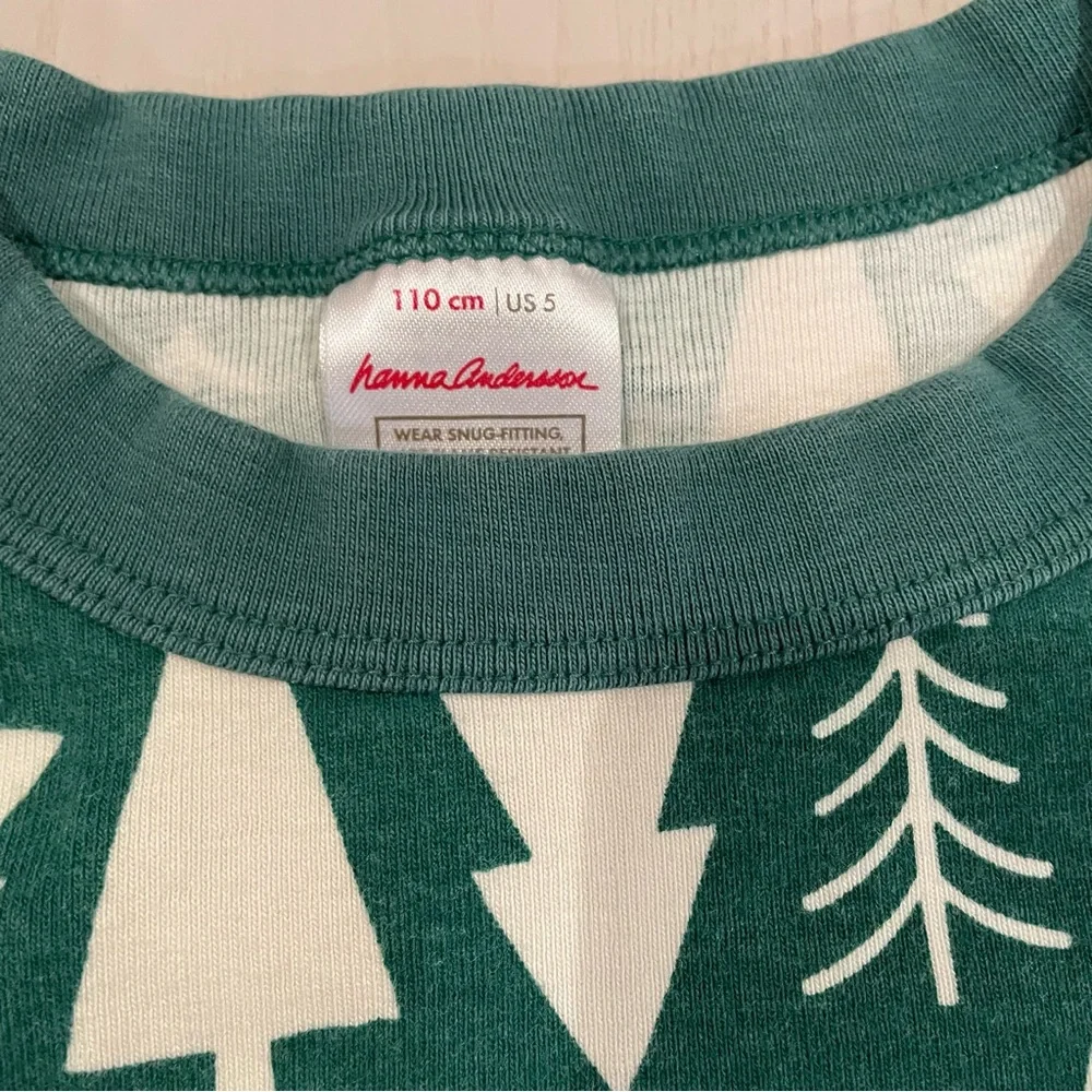 Hanna Andersson Holiday HannaJams Long John Pajama Set (Winter Green) Size 110 5